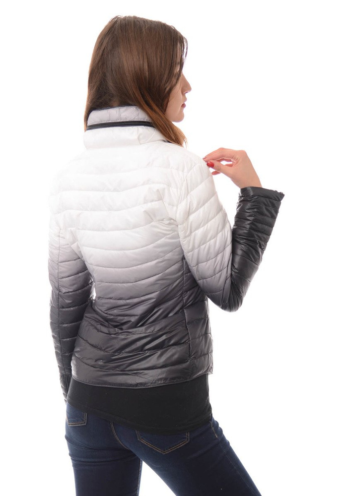 Damska Jesienna Wiosenna Kurtka Ortalionowa Ombre Emma Czarno Biała