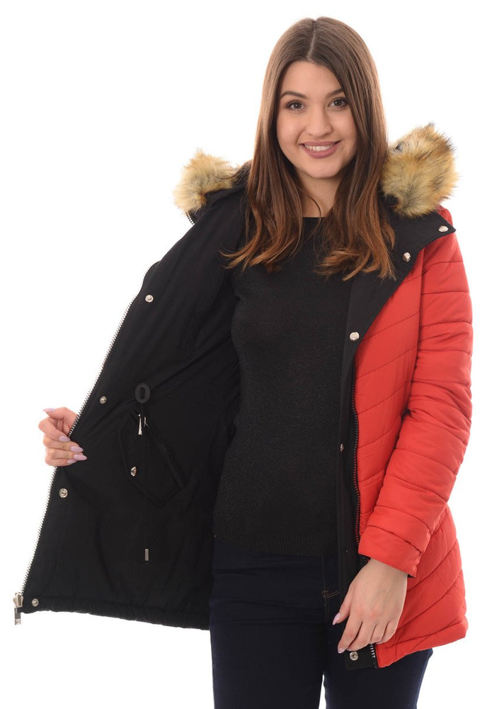 Damska Dwustronna Zimowa Kurtka Adriana Czarna