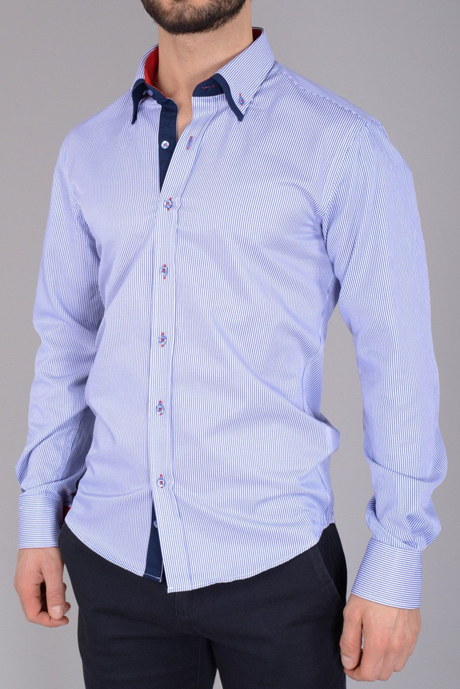 Elegancka Męska Koszula Delikatne Prążki