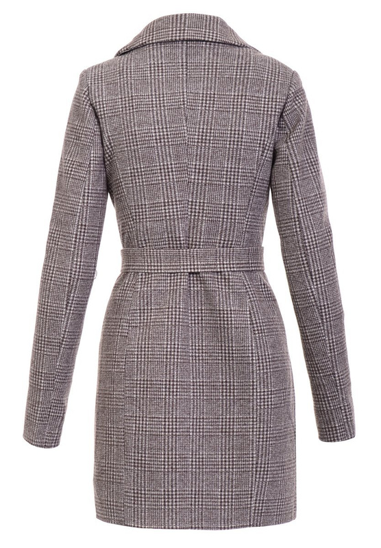 Dzianinowy Płaszcz Wiosenno- Jesienny Brązowy 