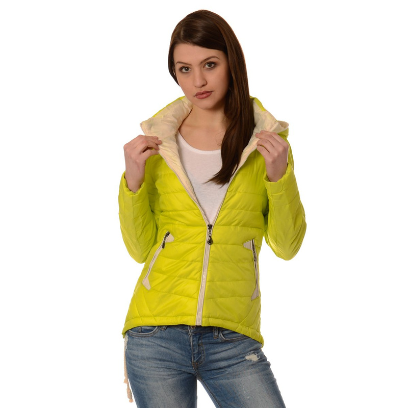 Damska Wiosenna Kurtka Ortalionowa Eva Limonkowa