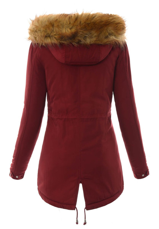 Damska Kurtka Parka Ortalionowa Zimowa Bordowa