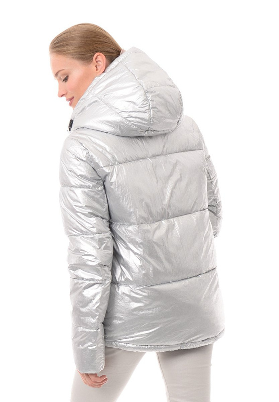 Damska Kurtka Ortalionowa Julka Srebrna Z Czarnym