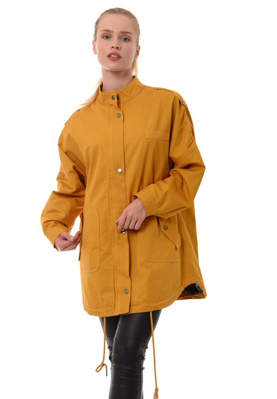 Damska Kurtka Parka Wiosenna Oversize Camel