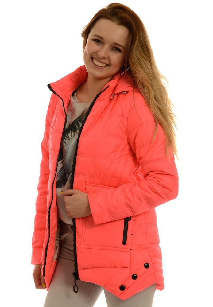 Damska Jesienna Wiosenna Kurtka Różowa Neonowa