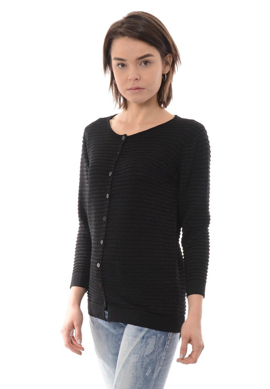 Damska Bluzka Sweterek Zapinany Czarny
