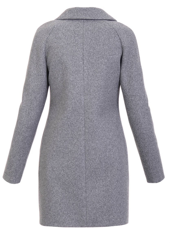 Dzianinowy Płaszcz Wiosenno - Jesienny Szary 