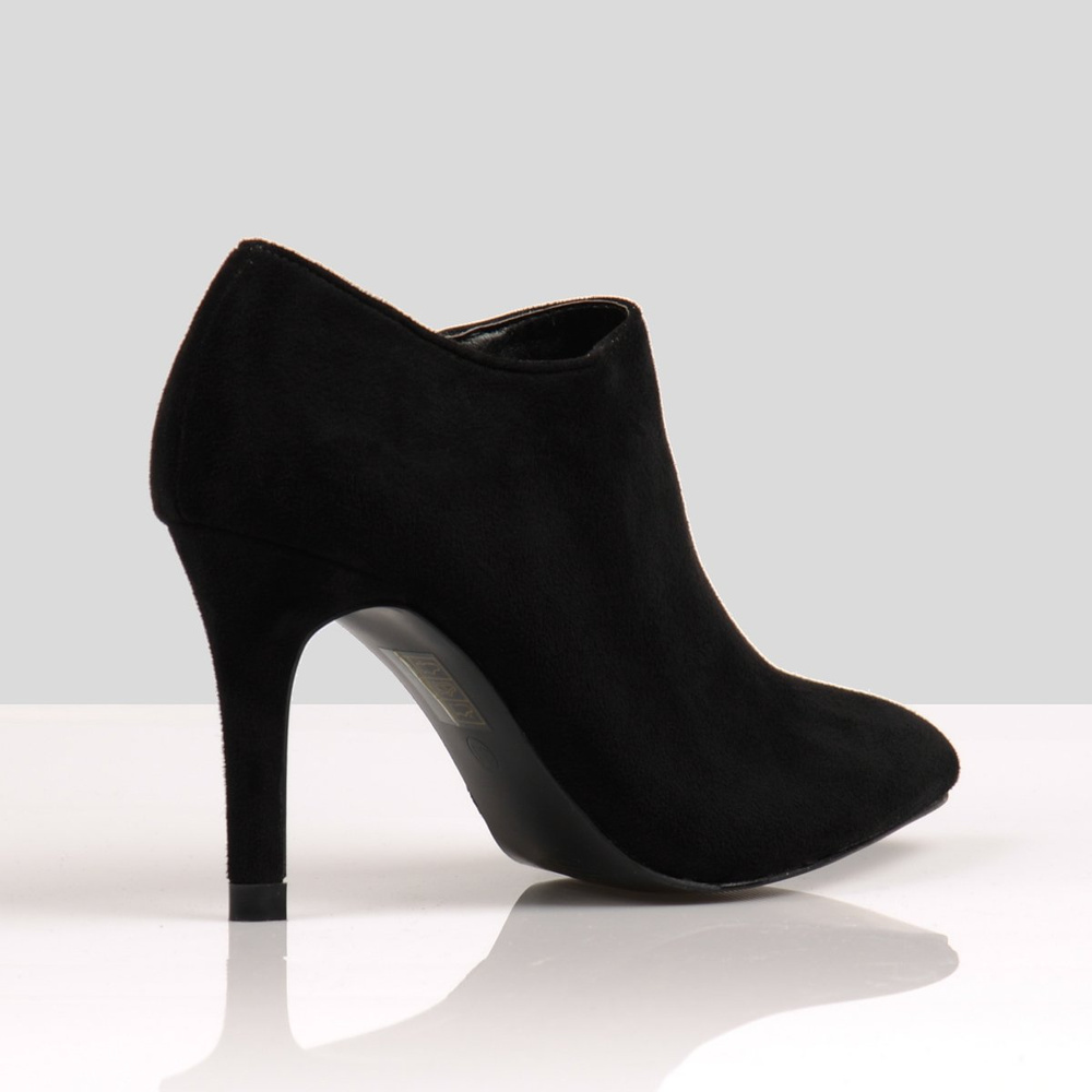 Botki Na Obcasie Szpic Gładkie Czarne