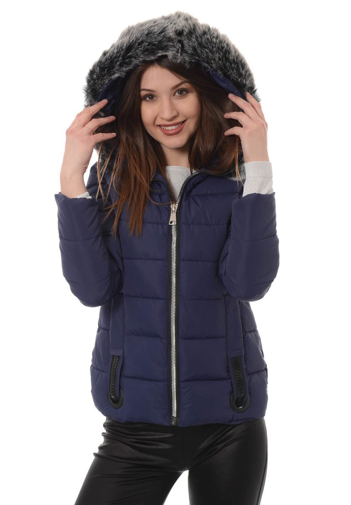 Damska Zimowa Kurtka Ortalionowa Granatowa