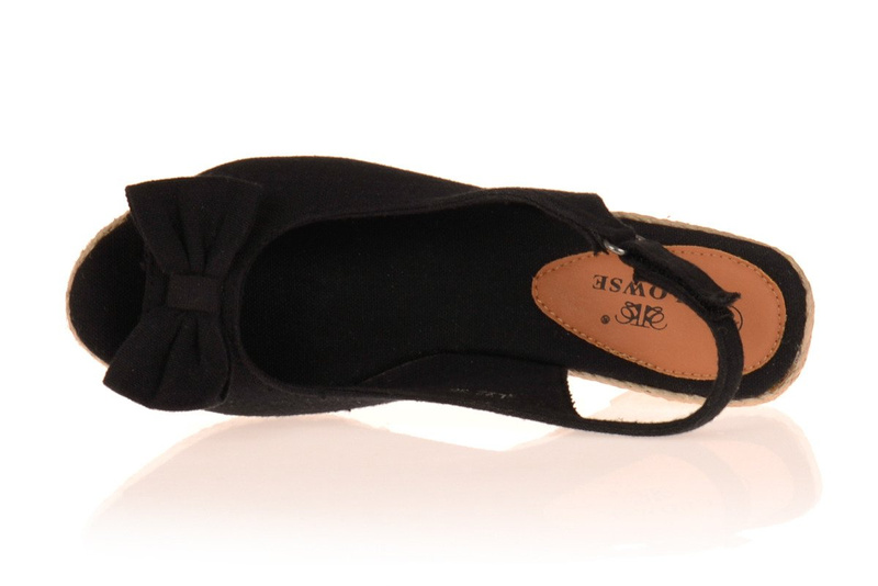 Damskie Sandały Koturny Espadryle Czarne