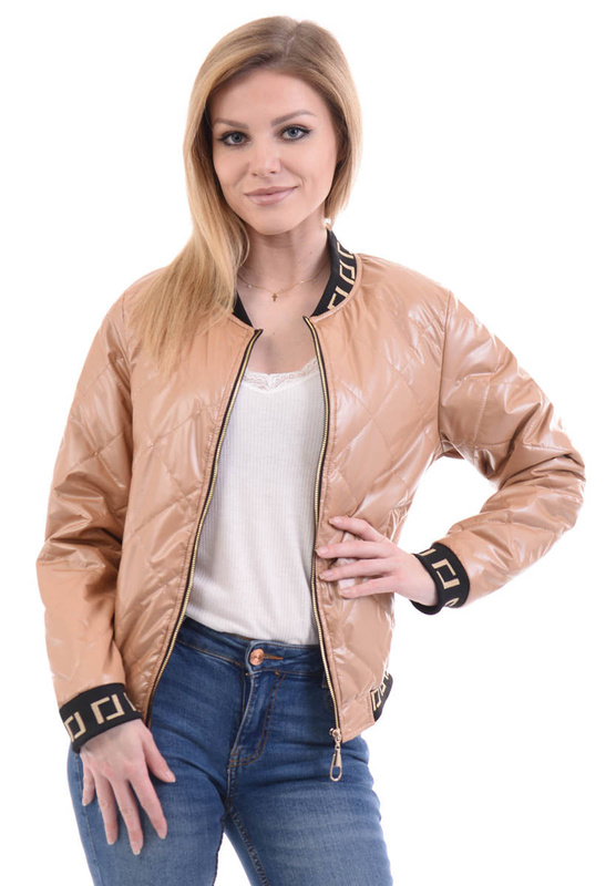 Damska Wiosenna Kurtka Bomberka Karmelowa
