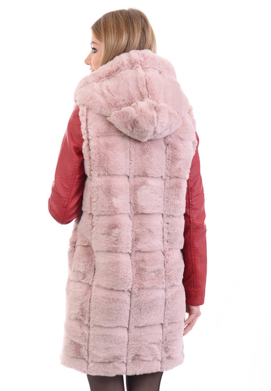 Damska Kamizelka Futerko Bezrękawnik Oliwia Różowy