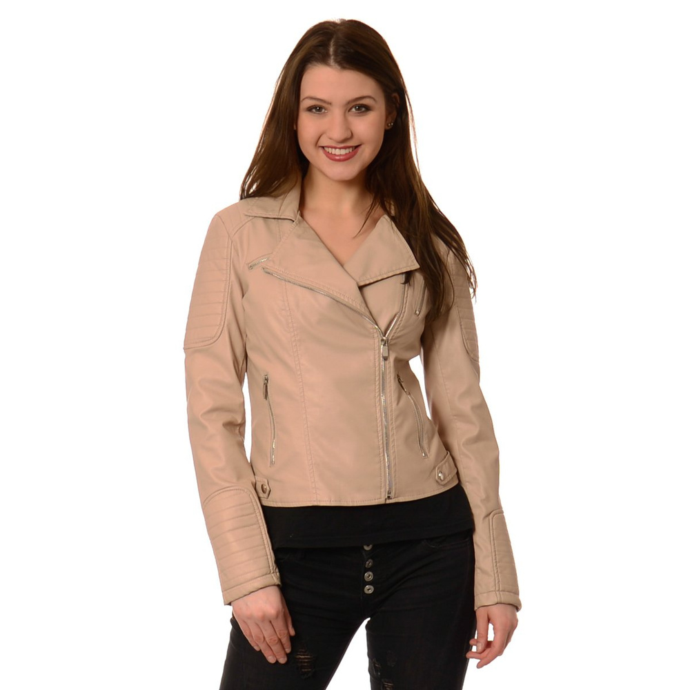 Damska Kurtka Ramoneska Evelina Beżowa