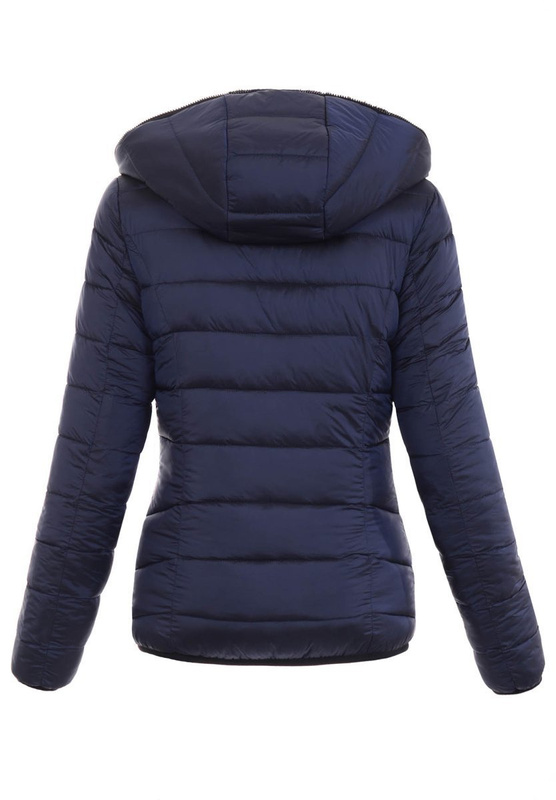 Damska Kurtka Ortalionowa Molly Granatowa z Czarnym Futerkiem