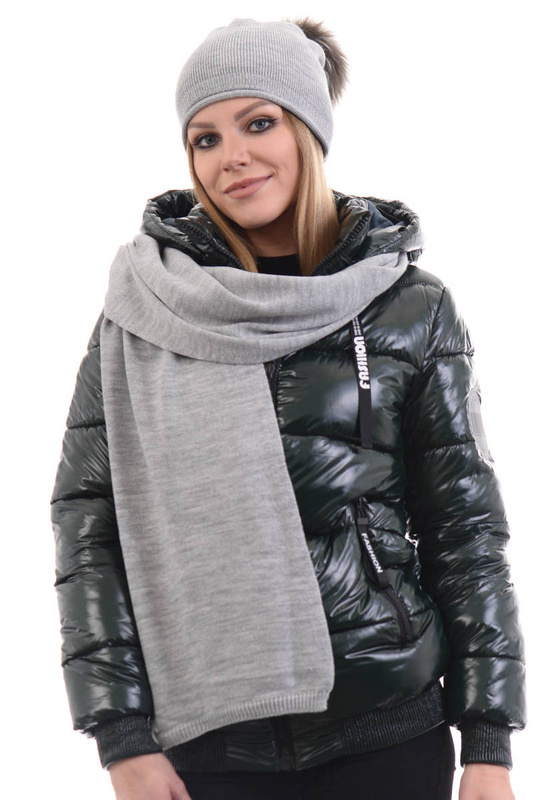 Damski Komplet Czapka Z Szalikiem Szary