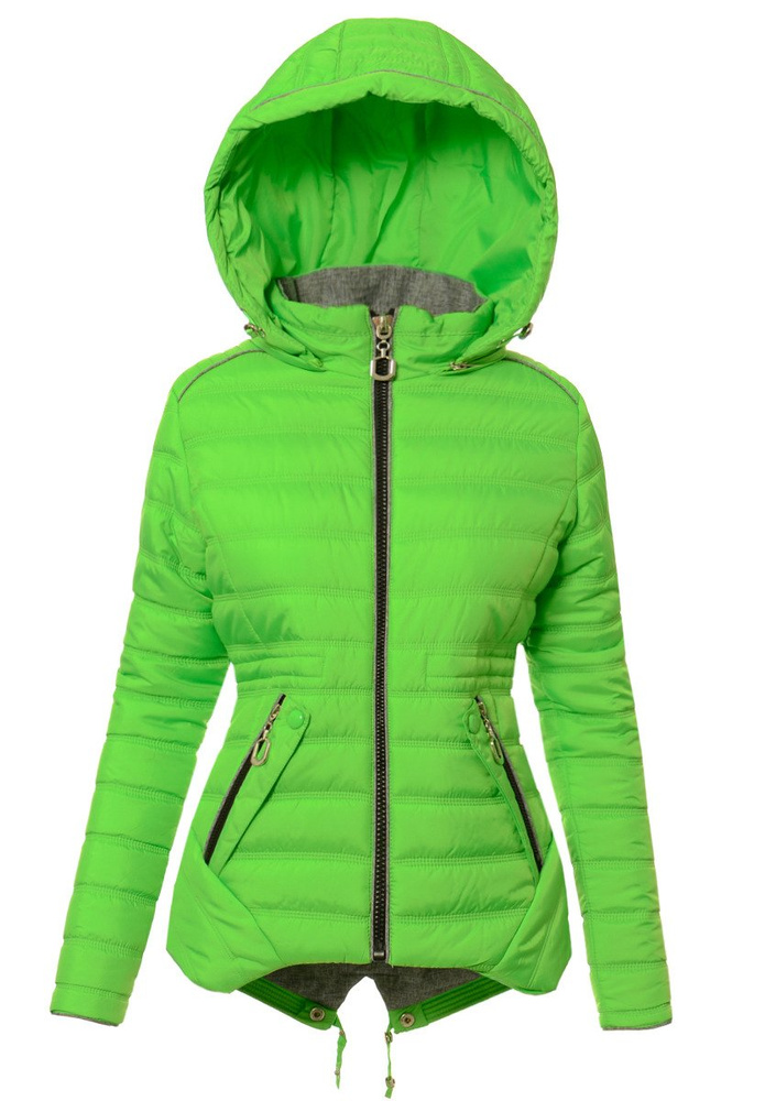 Damska Jesienna Wiosenna Kurtka Zielony Neon