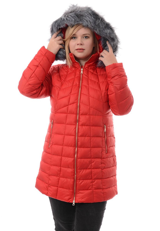 Damska Zimowa Ortalionowa Kurtka Marzena Czerwona