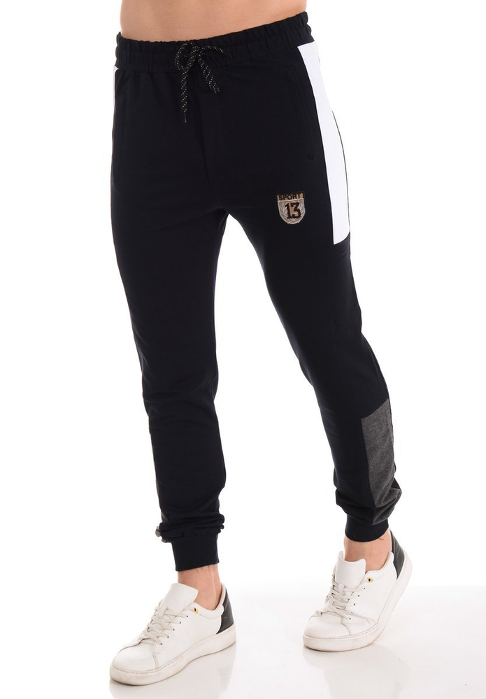 Męskie Spodnie Dresowe Bawełniane Granatowe