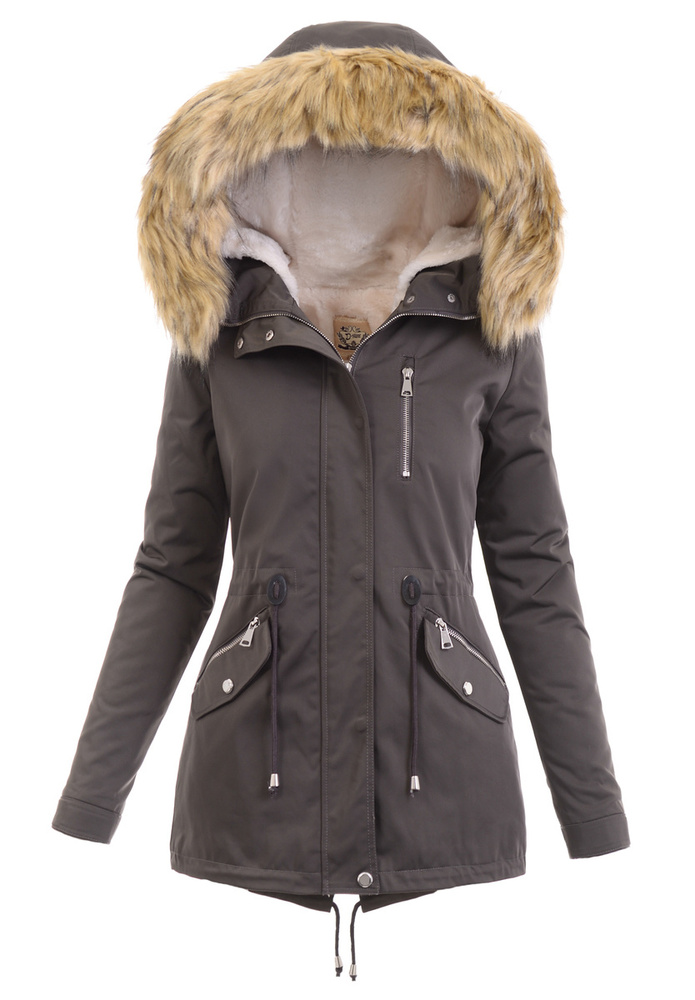 Damska Kurtka Zimowa Parka 2w1 Szara