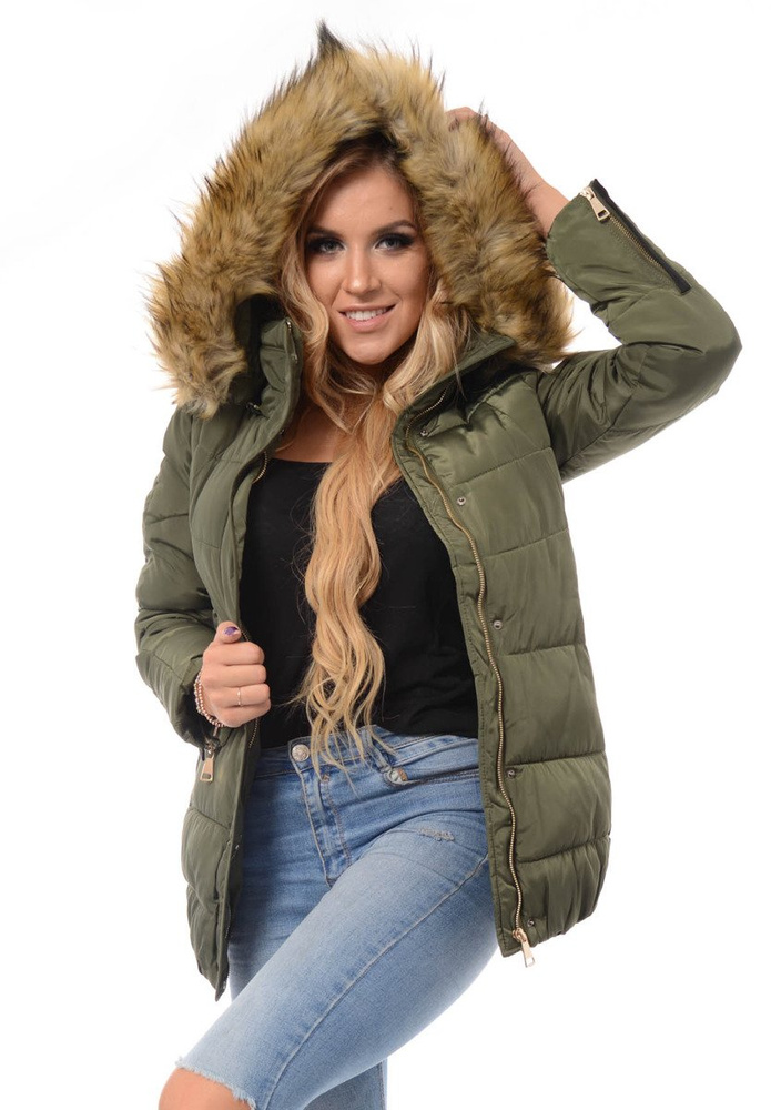 Damska Zimowa Kurtka Ortalionowa Renata Zielona