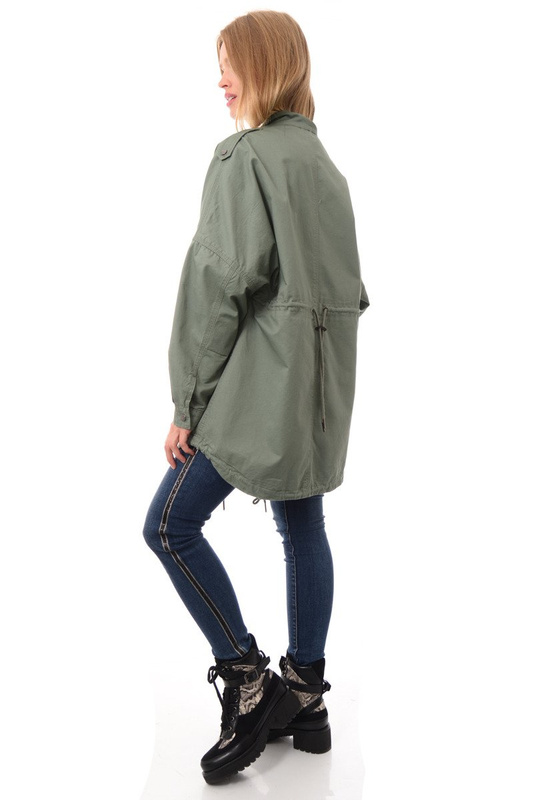 Damska Kurtka Parka Wiosenna Oversize Zielona