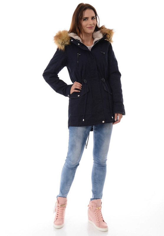 Damska Kurtka Parka Zimowa 2w1 Amira Granatowa