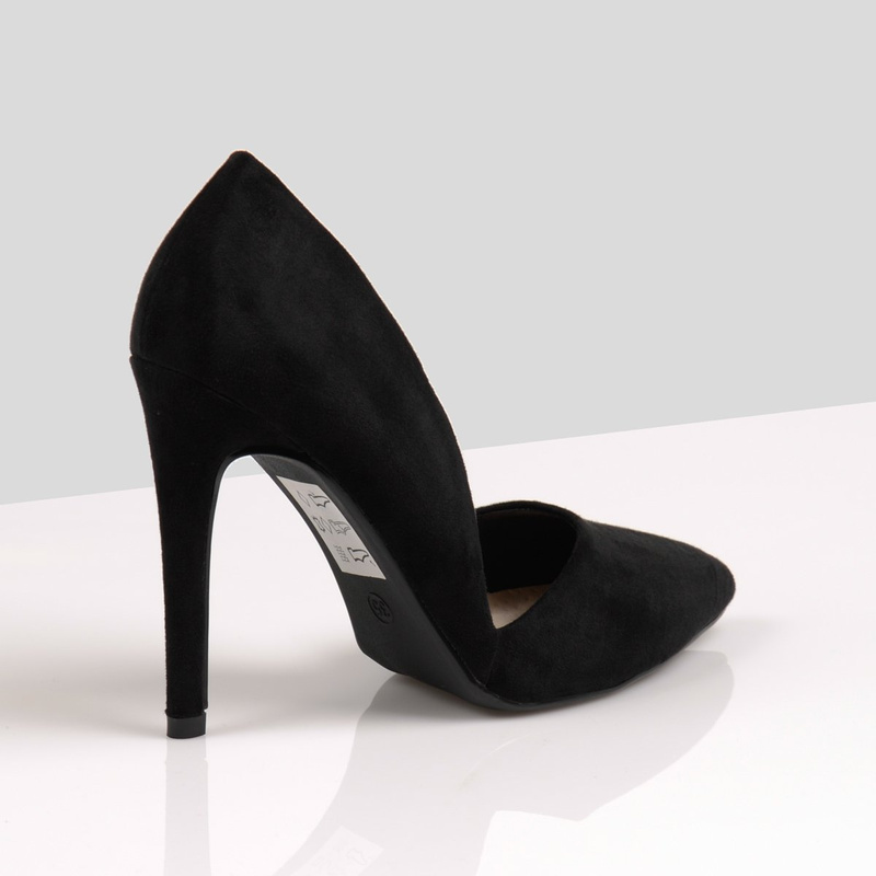 Welurowe Asymetryczne Szpilki Szic Czarne