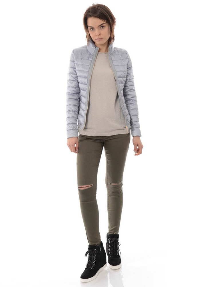 Damska Wiosenna Kurtka Srebrna