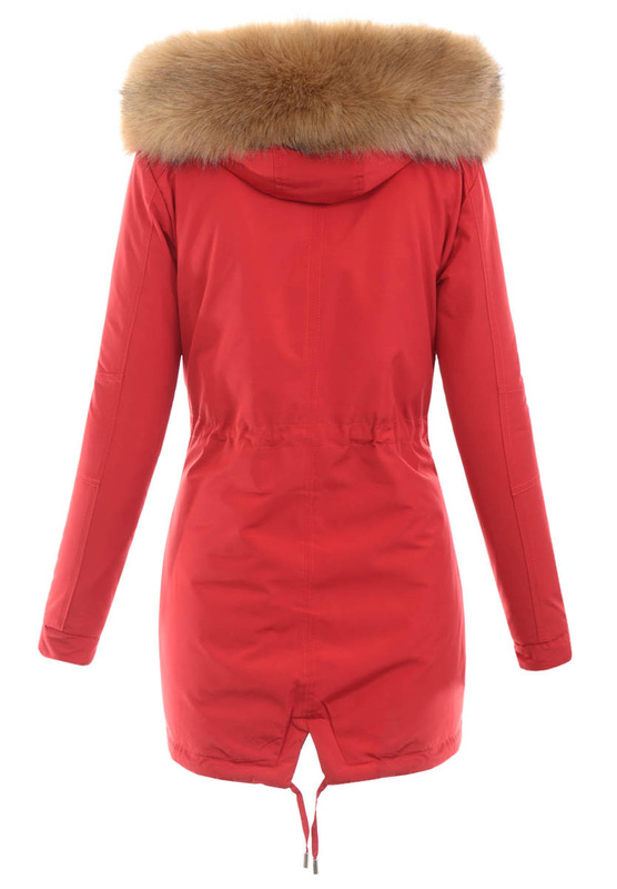 Damska Kurtka Zimowa Parka Dwustronna Felicja Czerwona