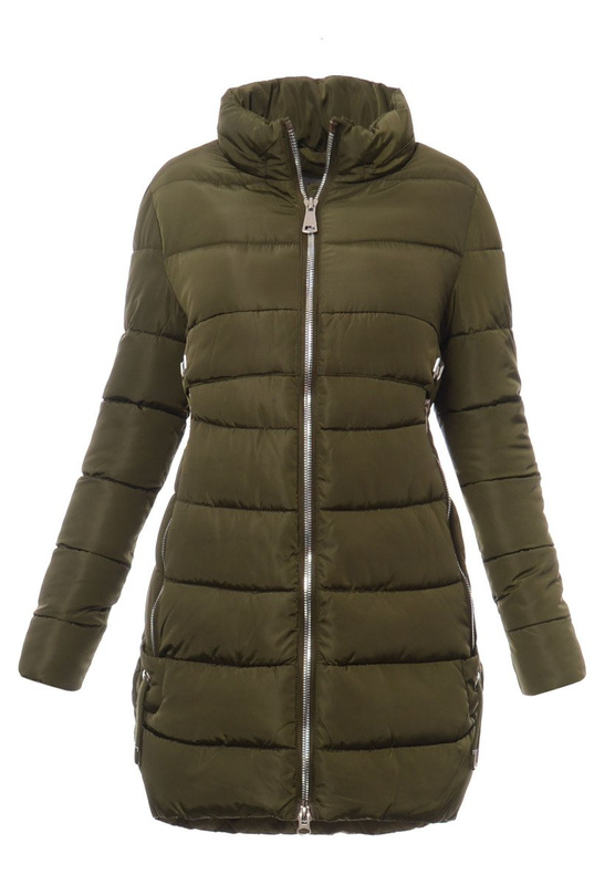 Damska Długa Zimowa Kurtka Ortalionowa Sara Zielona