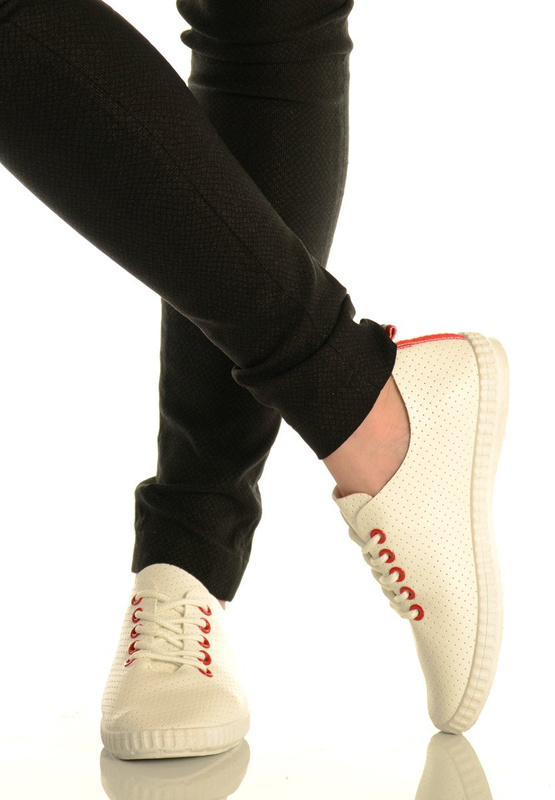 Damskie Trampki Tenisówki Karla Biało Czerwone