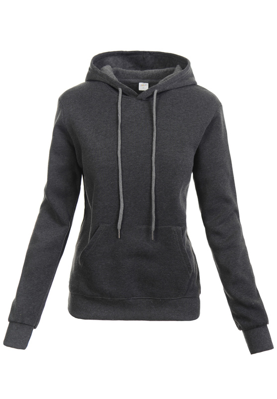 Damska Bluza Z Kapturem Kangurka Grafitowa