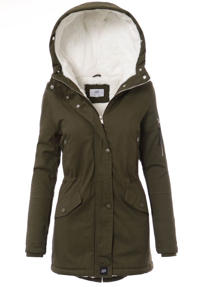 Kurtka Parka Jula Zielona Z Białym Futrem