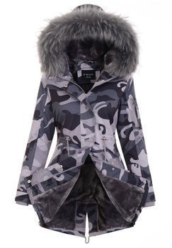 Parka Zimowa Lilianna Czarno-Szara Moro 