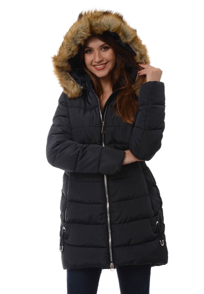 Damska Długa Zimowa Kurtka Ortalionowa Sara Granatowa