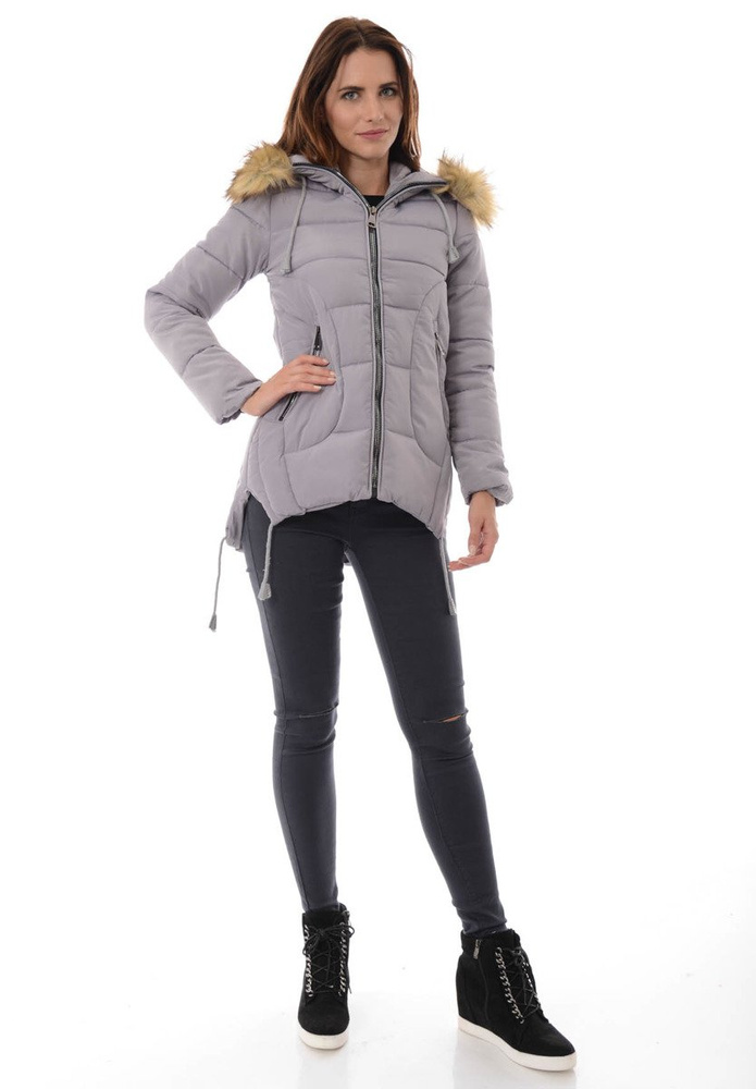 Damska Zimowa Ortalionowa Kurtka Pamela Szara
