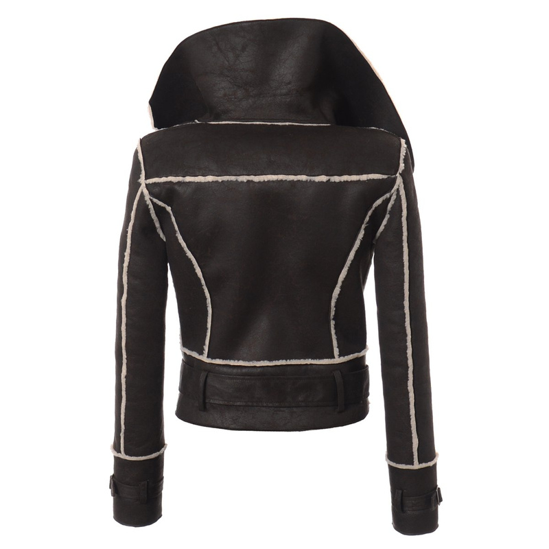 Damska Kurtka Ramoneska Kożuszek Zelia Brązowy