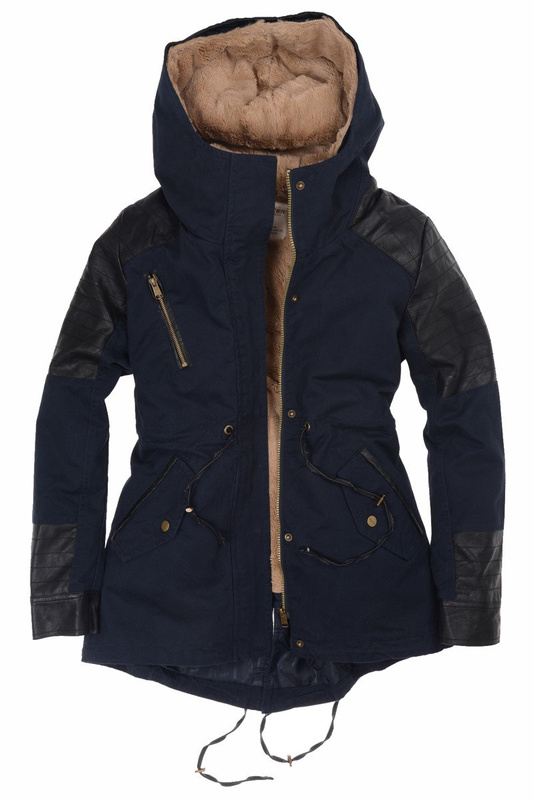 Damska Kurtka Parka 2w1 Jesienna Zimowa Granatowa (424)