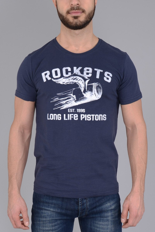 Męska Koszulka T-shirt GS Nadruk Granatowa