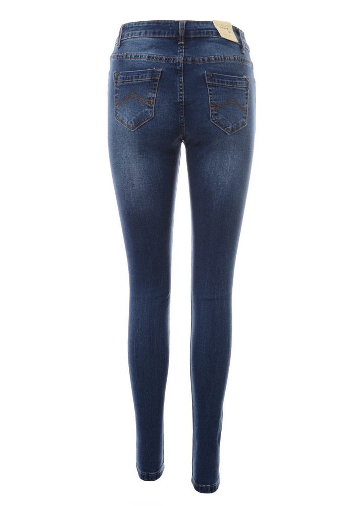 Damskie Spodnie Jeansy Rurki Niebieskie