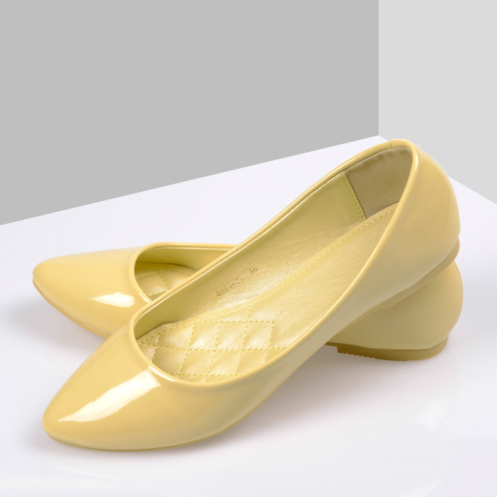 Damskie Buty Baleriny Pastelowe Clarisse Żółte