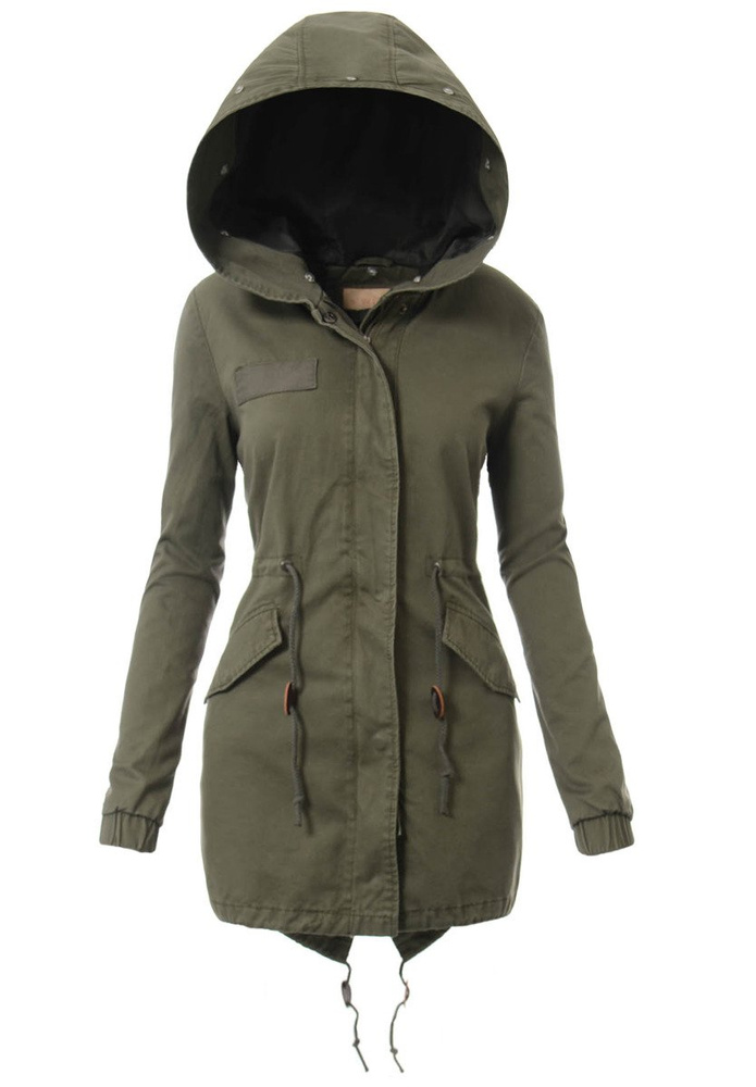 Damska Kurtka Parka Zimowa 2w1 Zielona z Białym Futerkiem