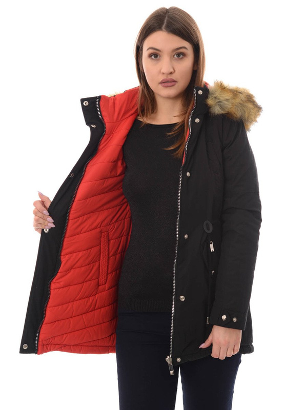 Damska Dwustronna Zimowa Kurtka Adriana Czarna