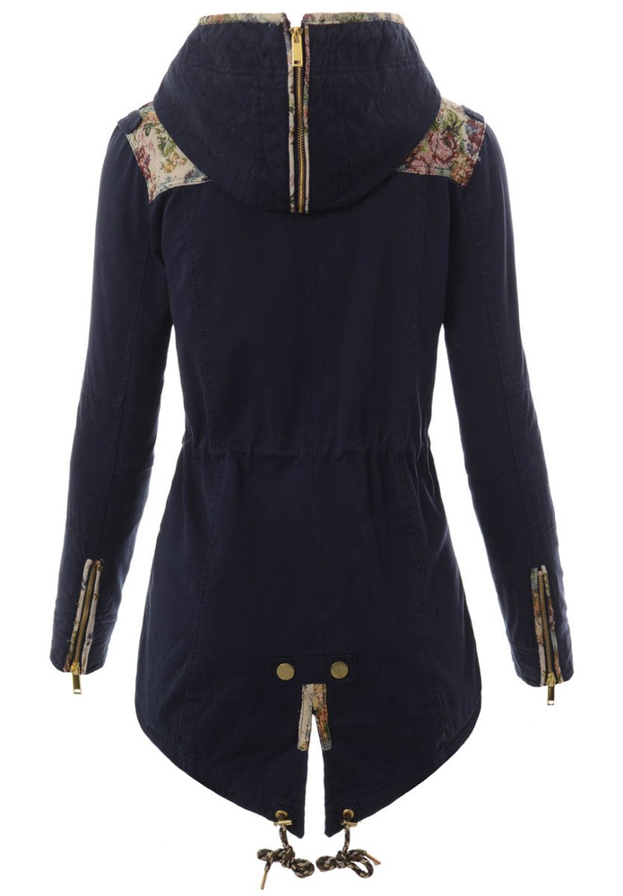 Damska Kurtka Parka Wiosenna Granatowa