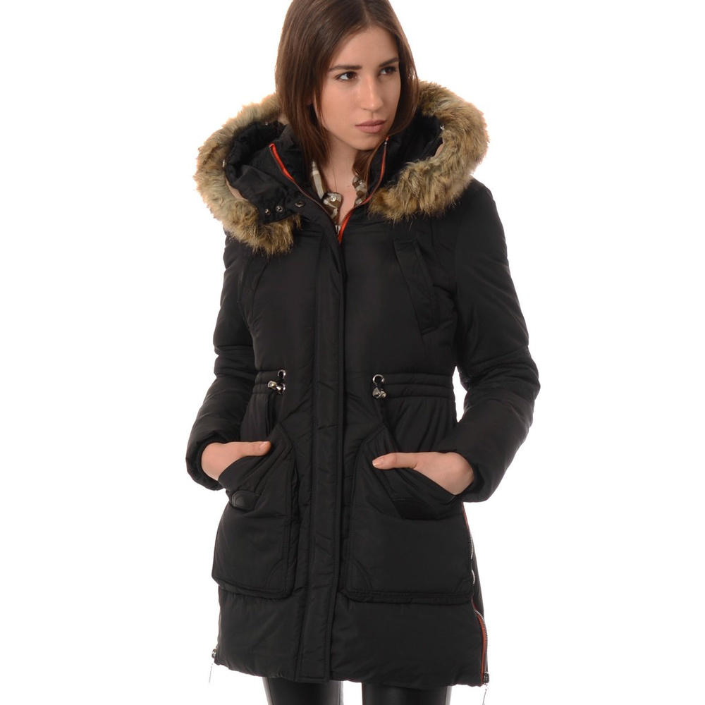 Damska Zimowa Kurtka Płaszczyk Czarna