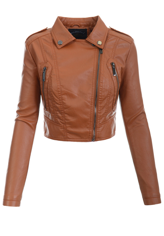 Damska Kurtka Ramoneska Melani Brązowa