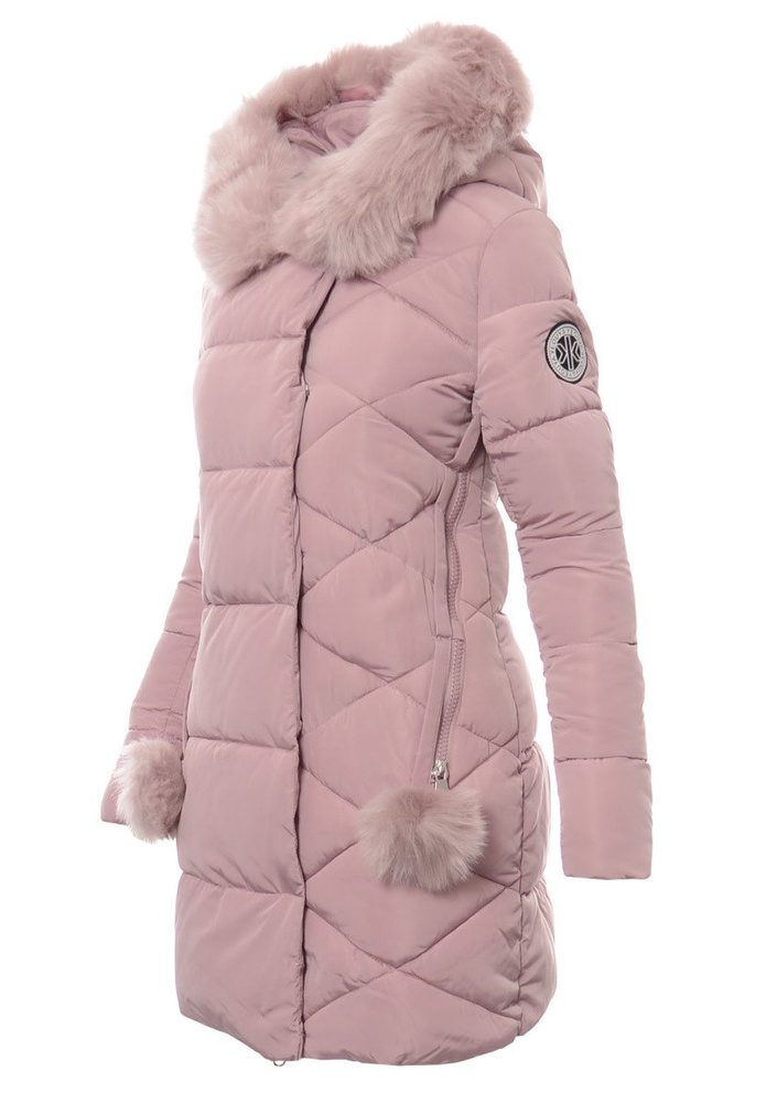 Damska Długa Zimowa Kurtka Ortalionowa Różowa