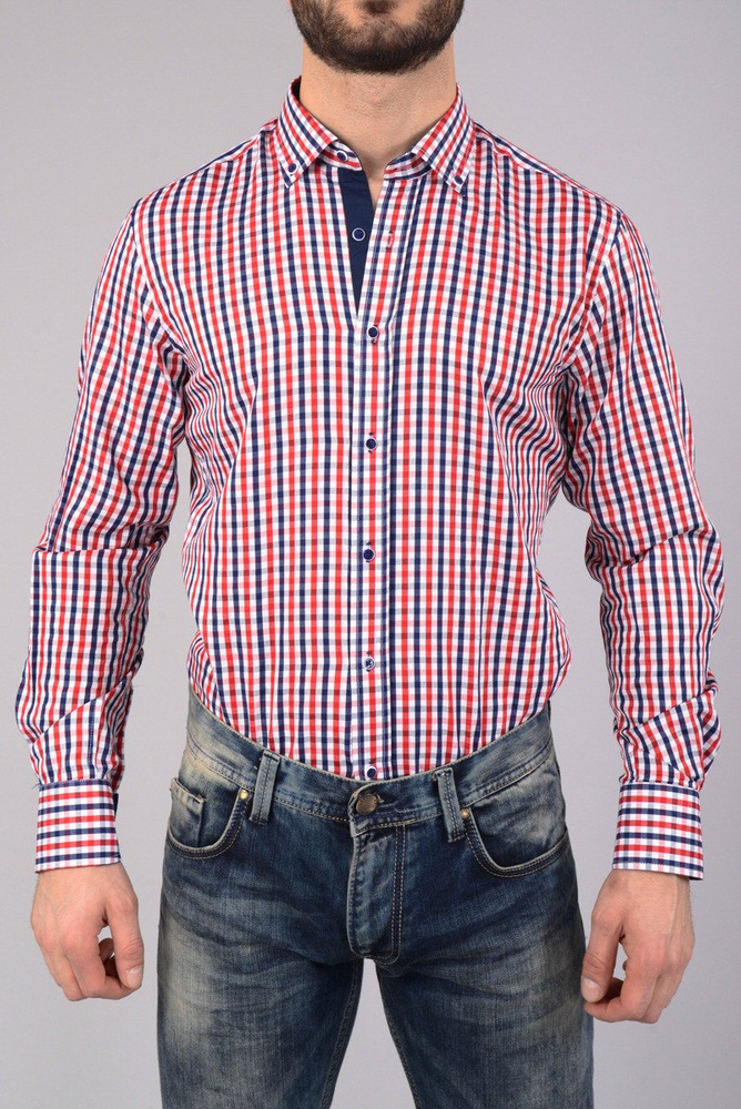 Elegancka Męska Koszula Łaty Kratka
