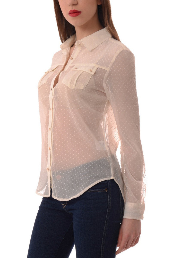 Koszula Damska Siateczka Groszki Ecru