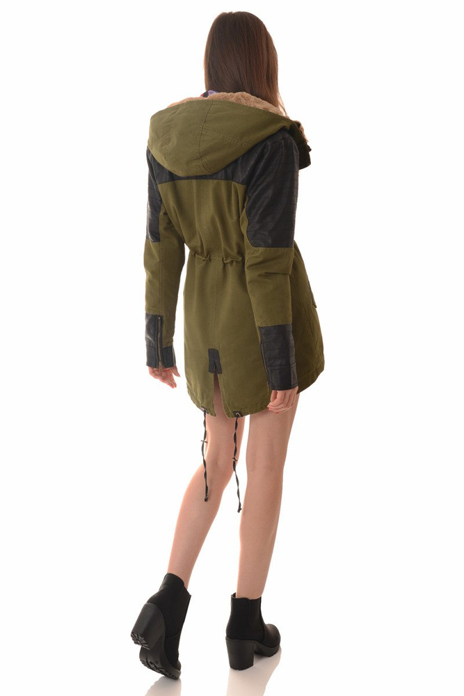 Damska Kurtka Parka 2w1 Jesienna Zimowa Zielona